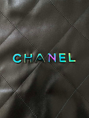Chanel 22 Handbag Shiny Black Calfskin AS3261 with Symphony Hardware - Default Title - View 3