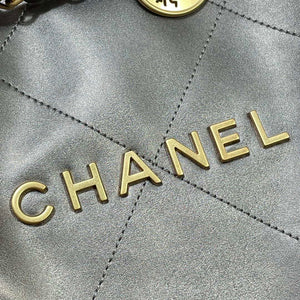 Chanel 22 Handbag Shiny Calfskin AS3261 Gray Silver - Default Title - View 5