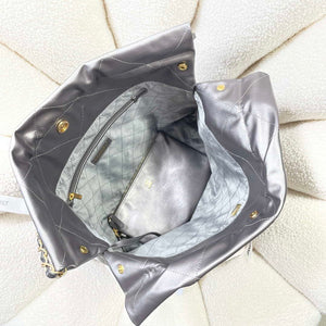 Chanel 22 Handbag Shiny Calfskin AS3261 Gray Silver - Default Title - View 7