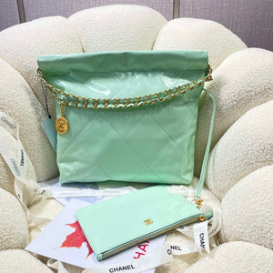 Chanel 22 Handbag Shiny Calfskin AS3261 Mint Green - Default Title - View 2