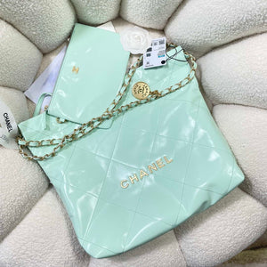 Chanel 22 Handbag Shiny Calfskin AS3261 Mint Green - Default Title - View 4