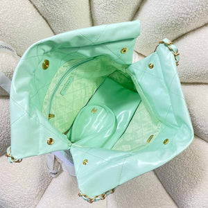 Chanel 22 Handbag Shiny Calfskin AS3261 Mint Green - Default Title - View 7