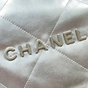 Chanel 22 Handbag Shiny Calfskin AS3261 Silver - Default Title - View 5