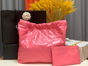 Chanel 22 Handbag Shiny Calfskin Gold AS3261 Pink - Default Title - View 4