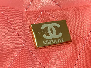 Chanel 22 Handbag Shiny Calfskin Gold AS3261 Pink - Default Title - View 9