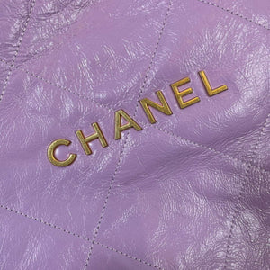 Chanel 22 Handbag Shiny Calfskin Gold AS3261 Purple - Default Title - View 5