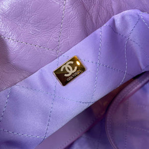 Chanel 22 Handbag Shiny Calfskin Gold AS3261 Purple - Default Title - View 8
