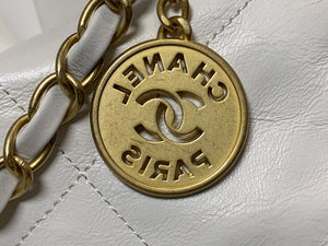 Chanel 22 Handbag Shiny Calfskin Gold AS3261 White - Default Title - View 3