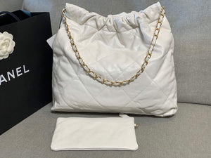 Chanel 22 Handbag Shiny Calfskin Gold AS3261 White - Default Title - View 4