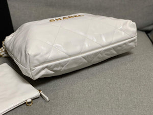 Chanel 22 Handbag Shiny Calfskin Gold AS3261 White - Default Title - View 6