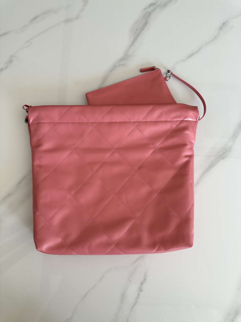 Chanel 22 Handbag Shiny Pink Calfskin AS3261 with Symphony Hardware - Default Title - View 2
