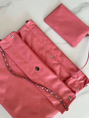 Chanel 22 Handbag Shiny Pink Calfskin AS3261 with Symphony Hardware - Default Title - View 5
