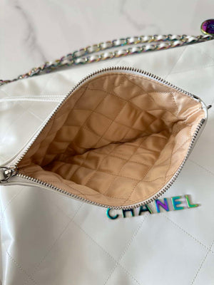 Chanel 22 Handbag Shiny White Calfskin AS3261 with Symphony Hardware - Default Title - View 9