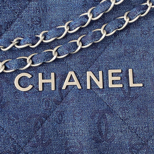 Chanel 22 Handbag Silver-Tone Metal Canvas AS3260 Blue denim - Default Title - View 2