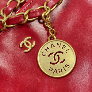 Chanel 22 Large Handbag Shiny Calfskin AS3262 Red - Default Title - View 6