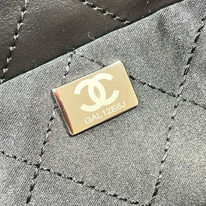 Chanel 22 Large Handbag Shiny Calfskin AS3262 Black with Silver Logo - Default Title - View 8