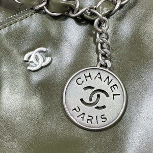 Chanel 22 Large Handbag Shiny Calfskin AS3262 Dark Green - Default Title - View 6