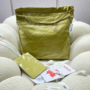 Chanel 22 Large Handbag Shiny Calfskin AS3262 Light Green - Default Title - View 1