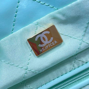 Chanel 22 Large Handbag Shiny Calfskin AS3262 Mint Green - Default Title - View 3