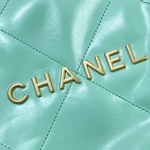 Chanel 22 Large Handbag Shiny Calfskin AS3262 Mint Green - Default Title - View 8