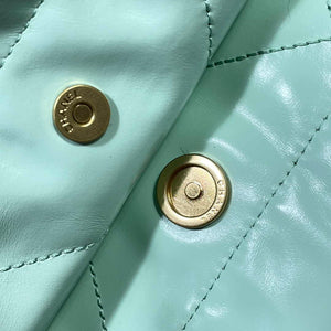 Chanel 22 Large Handbag Shiny Calfskin AS3262 Mint Green - Default Title - View 12