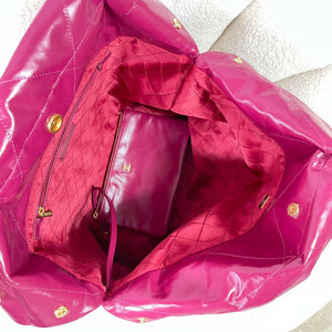 Chanel 22 Large Handbag Shiny Calfskin AS3262 Rose Red - Default Title - View 7