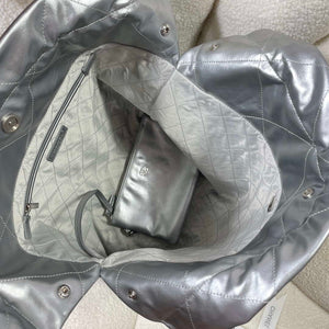 Chanel 22 Large Handbag Shiny Calfskin AS3262 Silver - Default Title - View 7