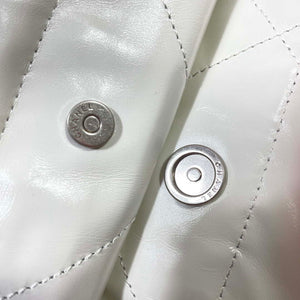 Chanel 22 Large Handbag Shiny Calfskin AS3262 White with Silver Logo - Default Title - View 9