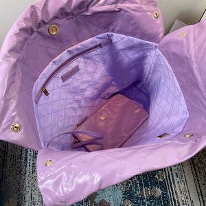 CHANEL 22 Large Handbag Shiny Calfskin Gold AS3262 Purple - Default Title - View 6