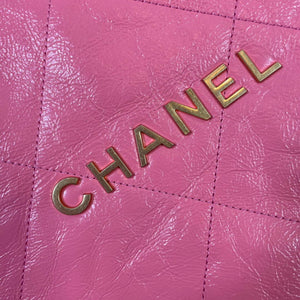 CHANEL AS3262 22 Large Handbag Shiny Calfskin Gold Pink - Default Title - View 5