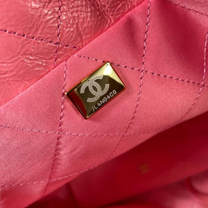 CHANEL AS3262 22 Large Handbag Shiny Calfskin Gold Pink - Default Title - View 8