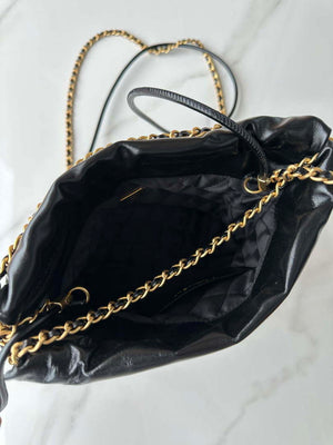 Chanel 22 Mini Handbag AS3980 Shiny Calfskin & Gold-Tone Metal Black & White - Default Title - View 8