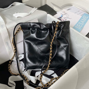 Chanel 22 Mini Handbag AS3980 Shiny Calfskin & Gold-Tone Metal Black - Default Title - View 2