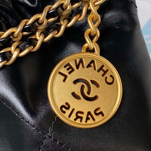 Chanel 22 Mini Handbag AS3980 Shiny Calfskin & Gold-Tone Metal Black - Default Title - View 4