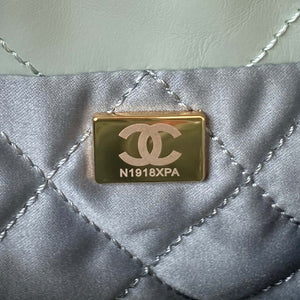 Chanel 22 Mini Handbag AS3980 Shiny Calfskin & Gold-Tone Metal Green Gray - Default Title - View 8
