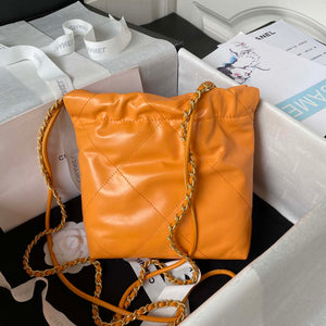 Chanel 22 Mini Handbag AS3980 Shiny Calfskin & Gold-Tone Metal Orange - Default Title - View 2