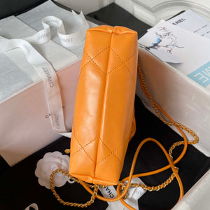 Chanel 22 Mini Handbag AS3980 Shiny Calfskin & Gold-Tone Metal Orange - Default Title - View 4