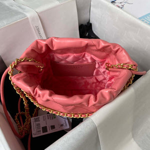 Chanel 22 Mini Handbag AS3980 Shiny Calfskin & Gold-Tone Metal Rose Pink - Default Title - View 6