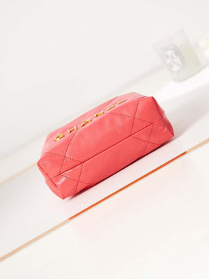 Chanel 22 Mini Handbag AS3980 Shiny Calfskin & Gold-Tone Metal Red - Default Title - View 6