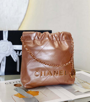 Chanel 22 Mini Handbag AS3980 Shiny Calfskin & Gold-Tone Metal Copper - Default Title - View 2