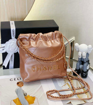 Chanel 22 Mini Handbag AS3980 Shiny Calfskin & Gold-Tone Metal Copper - Default Title - View 9