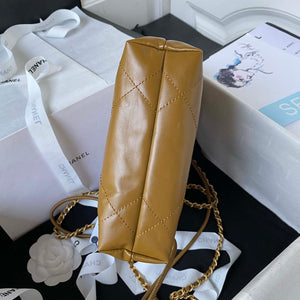 Chanel 22 Mini Handbag AS3980 Shiny Calfskin & Gold-Tone Metal Marigold - Default Title - View 4