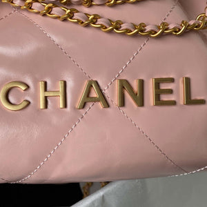 Chanel 22 Mini Handbag AS3980 Shiny Calfskin & Gold-Tone Metal Pink - Default Title - View 4