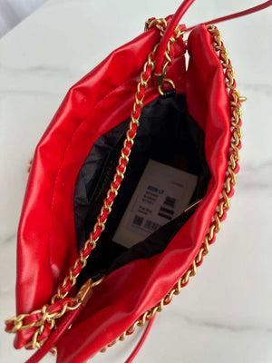 Chanel 22 Mini Handbag AS3980 Shiny Calfskin & Gold-Tone Metal Red & Black - Default Title - View 7