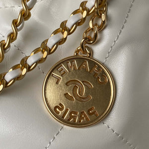 Chanel 22 Mini Handbag AS3980 Shiny Calfskin & Gold-Tone Metal White - Default Title - View 3