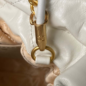 Chanel 22 Mini Handbag AS3980 Shiny Calfskin & Gold-Tone Metal White - Default Title - View 6
