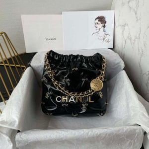 Chanel 22 Mini Handbag AS3980 Shiny Calfskin & Gold-Tone Metal with jewelry - Default Title - View 1