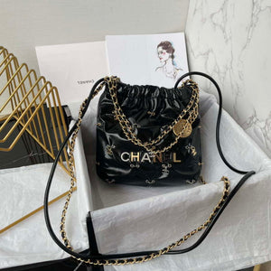 Chanel 22 Mini Handbag AS3980 Shiny Calfskin & Gold-Tone Metal with jewelry - Default Title - View 3