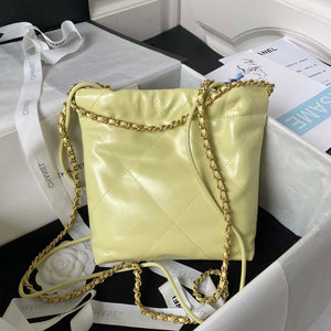 Chanel 22 Mini Handbag AS3980 Shiny Calfskin & Gold-Tone Metal Yellow - Default Title - View 2