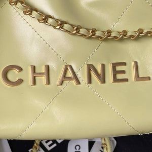 Chanel 22 Mini Handbag AS3980 Shiny Calfskin & Gold-Tone Metal Yellow - Default Title - View 3